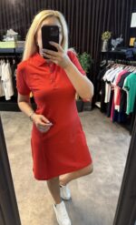 KIRMIZI POLO YAKA ELBİSE