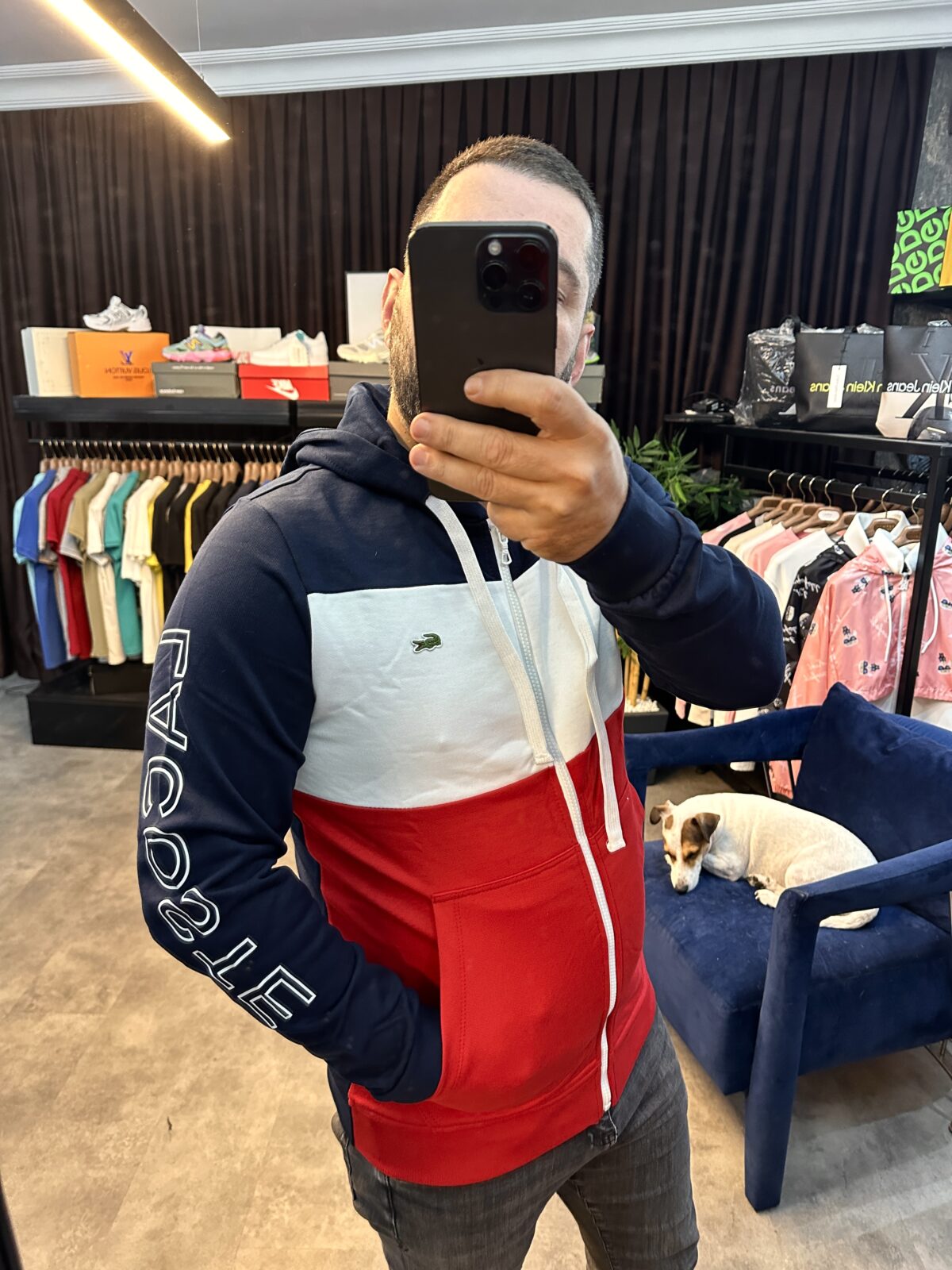 TİMSAH LOGO BLOKLU FERMUARLI ERKEK SWEAT - Görsel 3