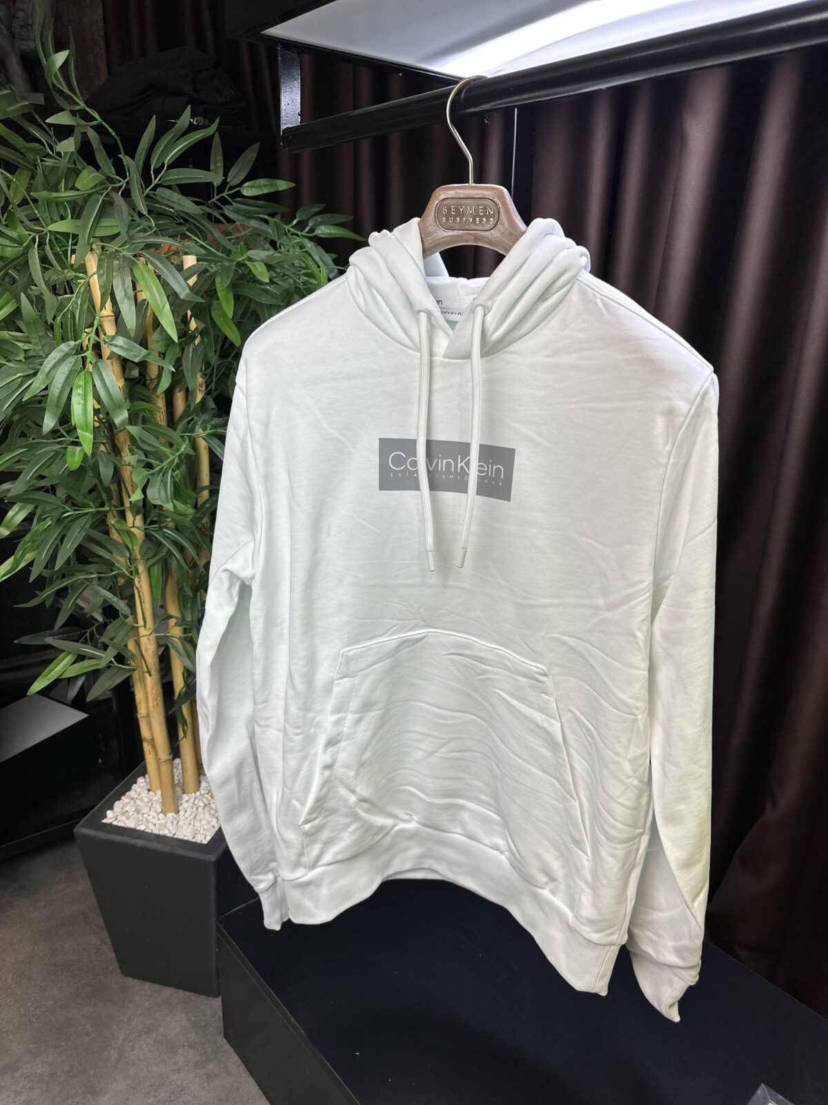 Erkek Kapüşonlu Beyaz Erkek Sweat - Görsel 1