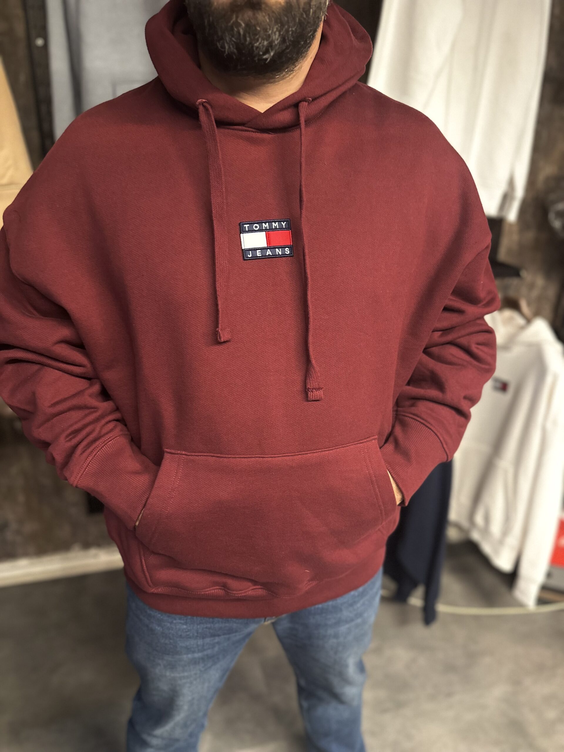 IMG_6148 TM Bordo Erkek Kapüşonlu Sweat - Görsel 1