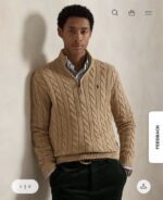 R Camel Yarım Fermuar Erkek Örgü Kazak