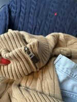 R Camel Yarım Fermuar Erkek Örgü Kazak - Görsel 4