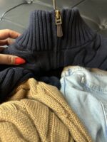 R Camel Yarım Fermuar Erkek Örgü Kazak - Görsel 6