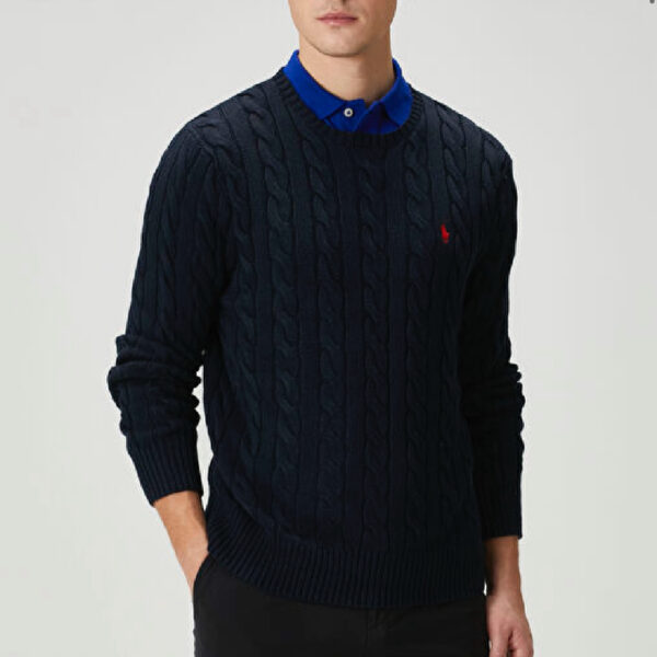 RL Erkek Bisiklet Yaka Örgü Kazak